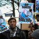 Eric Vassell, father of Saheed Vassell, makes an appearance at a rally in protest of the police-inflicted shooting death of his son Saheed Vassell, in the Crown Heights neighborhood of New York City borough Brooklyn on April 5, 2018.